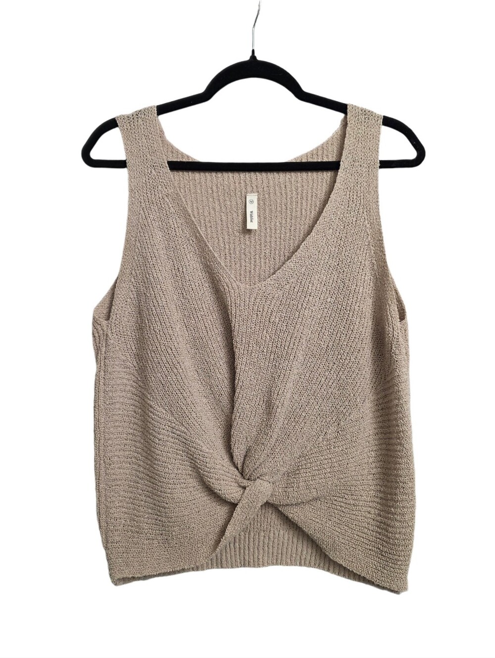 Wishlist Beige Knit Twist-Front Tank